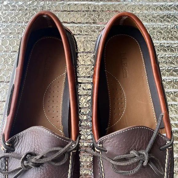 NEW L.L.BEAN Brown Leather Men's Shoes - Picture 3 of 9